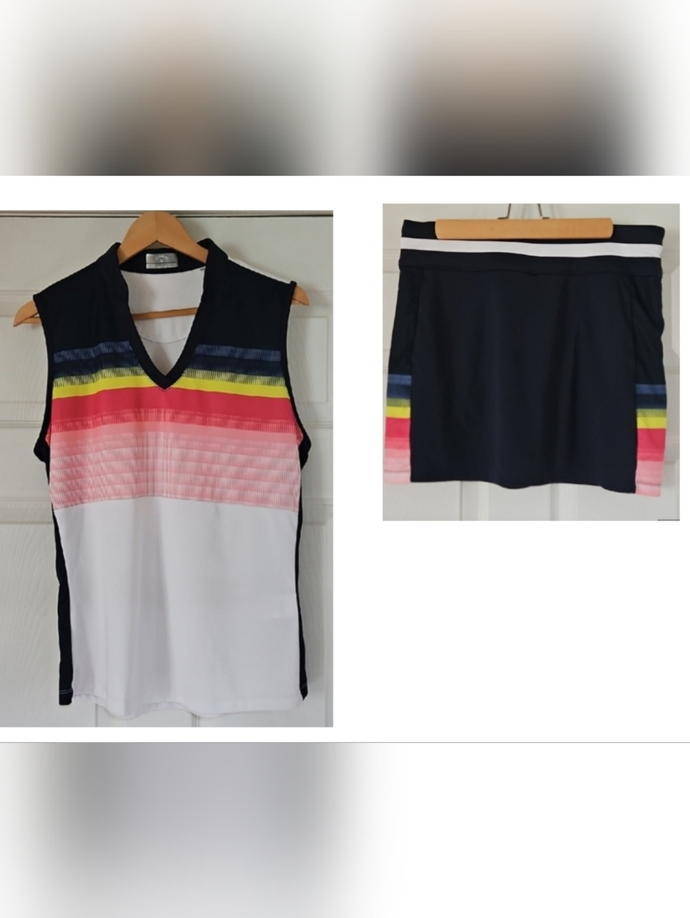 Callaway Navy, White And Multi Color Golf Polo Top And Skort Set. L